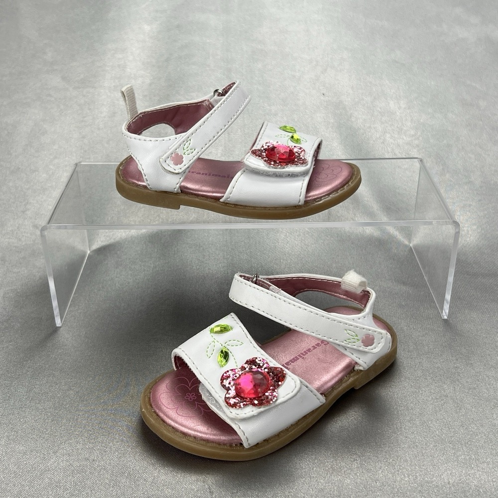 Garnaimals Elle Baby‎ Girl Size 2 White Embellished Rubber Soled Sandals Summer